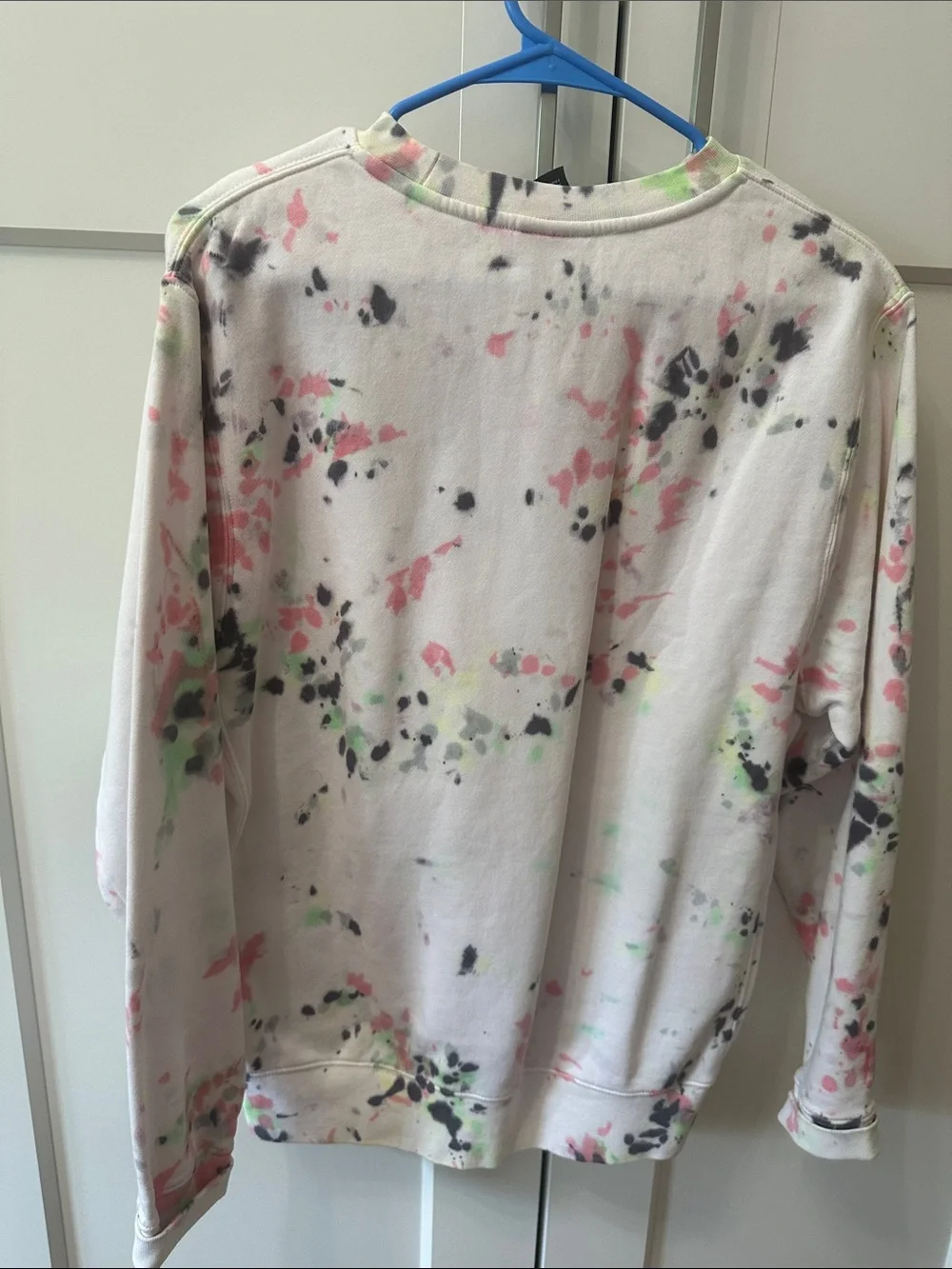 Nike White Tie-Dye Crewneck Sweatshirt with Pink & Green Accents